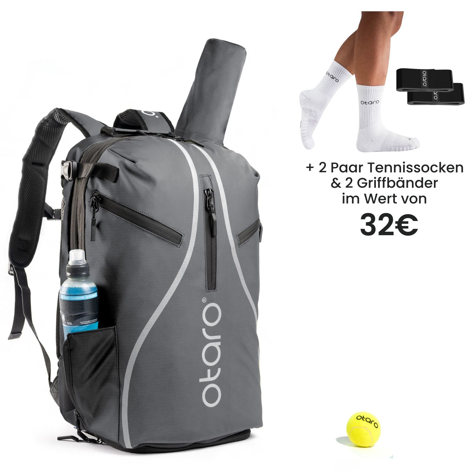 Aktion: Tennisrucksack 42L + 2 Paar Tennissocken + 2 Overgrips | Limitiertes Angebot