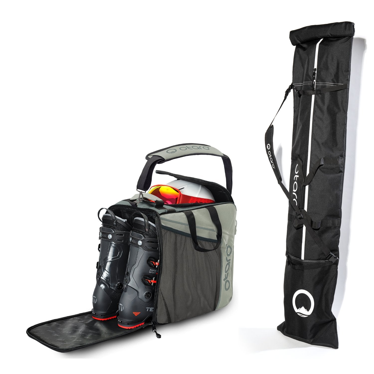 Otaro Skischuhtasche & Skitasche Classic-Set für 1 Paar Ski in Eisgrau
