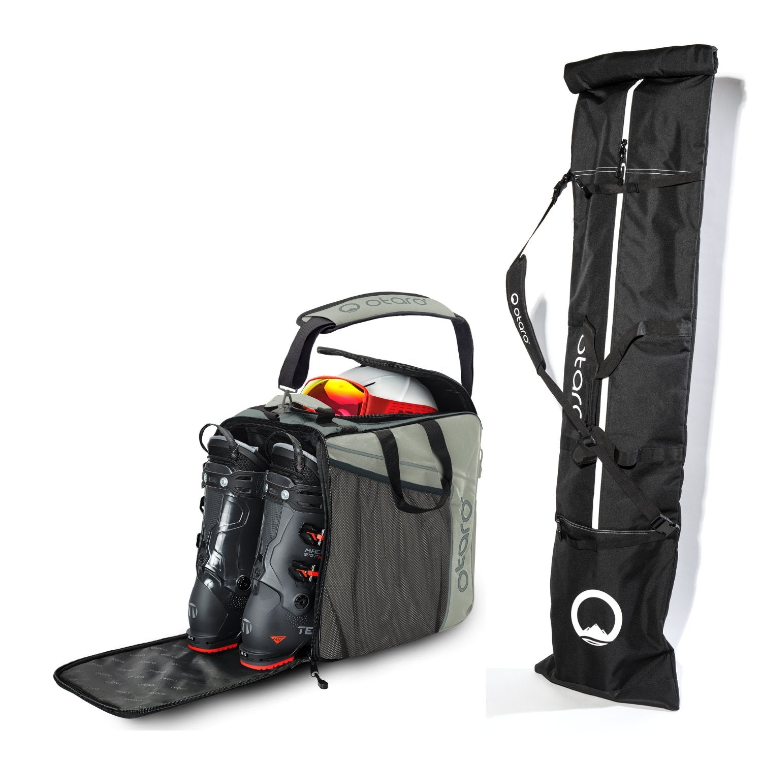 Otaro Skischuhtasche & Skitasche Classic-Set für 2 Paar in Eisgrau