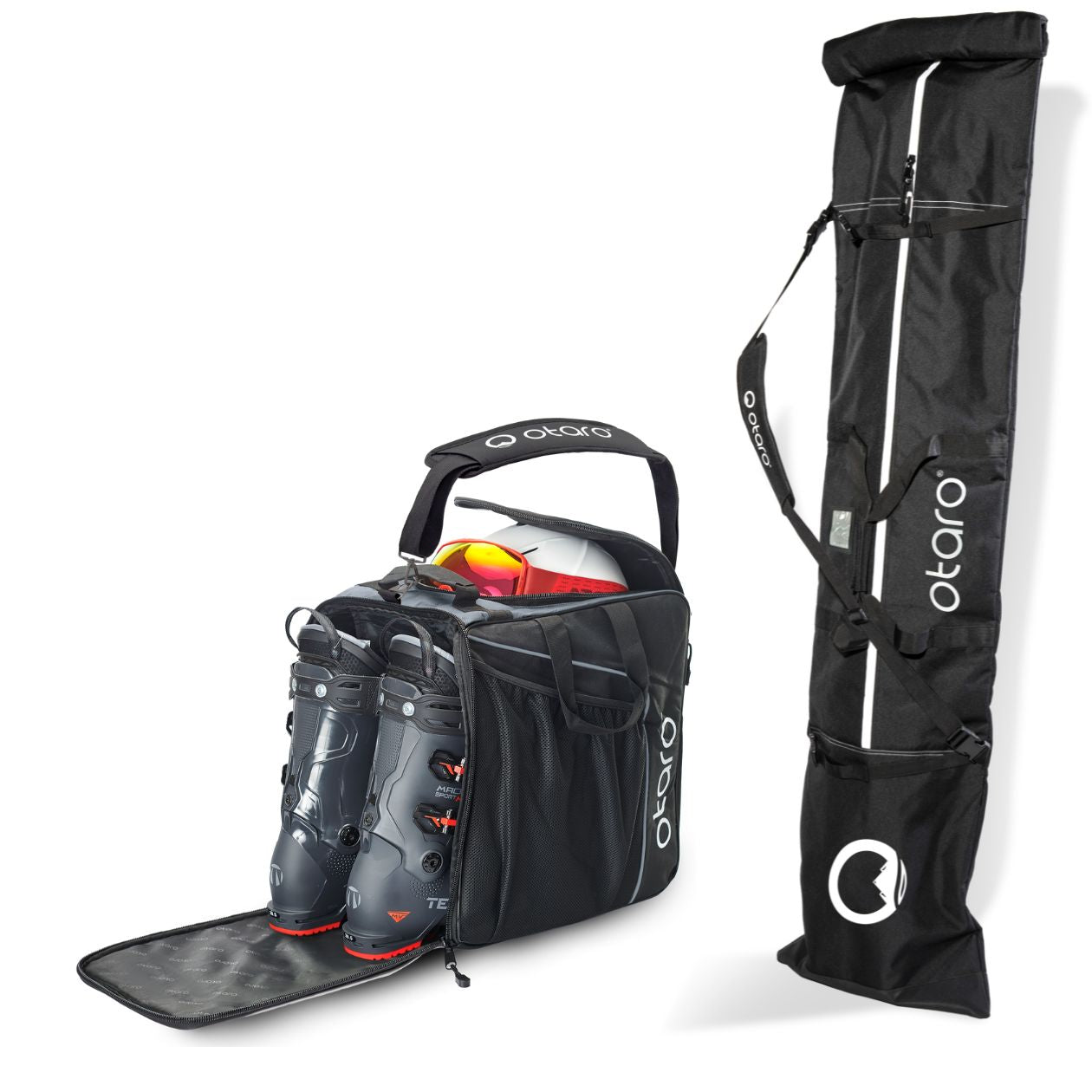 Otaro Skischuhtasche & Skitasche Classic-Set für 1 Paar Ski-Long in Grau