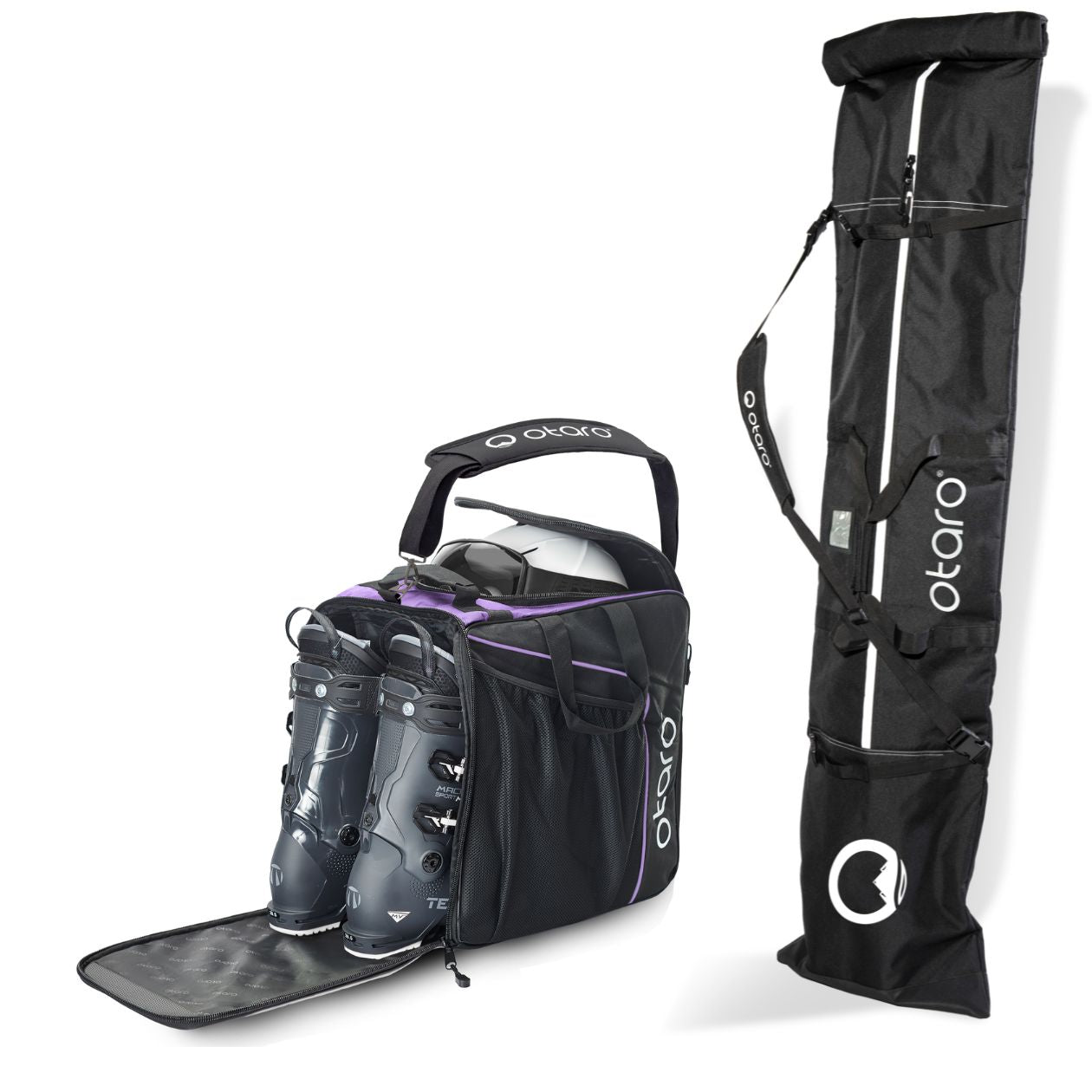 Otaro Skischuhtasche & Skitasche Classic-Set für 1 Paar Ski-Long in Lila