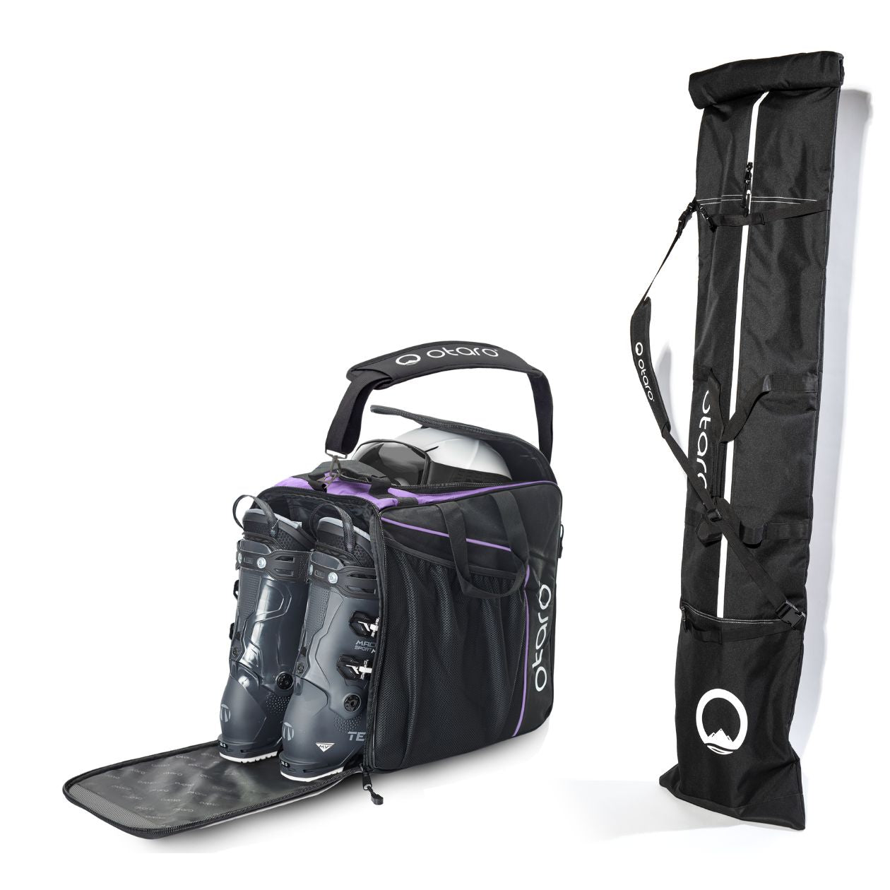 Otaro Skischuhtasche & Skitasche Classic-Set für 1 Paar Ski in Lila