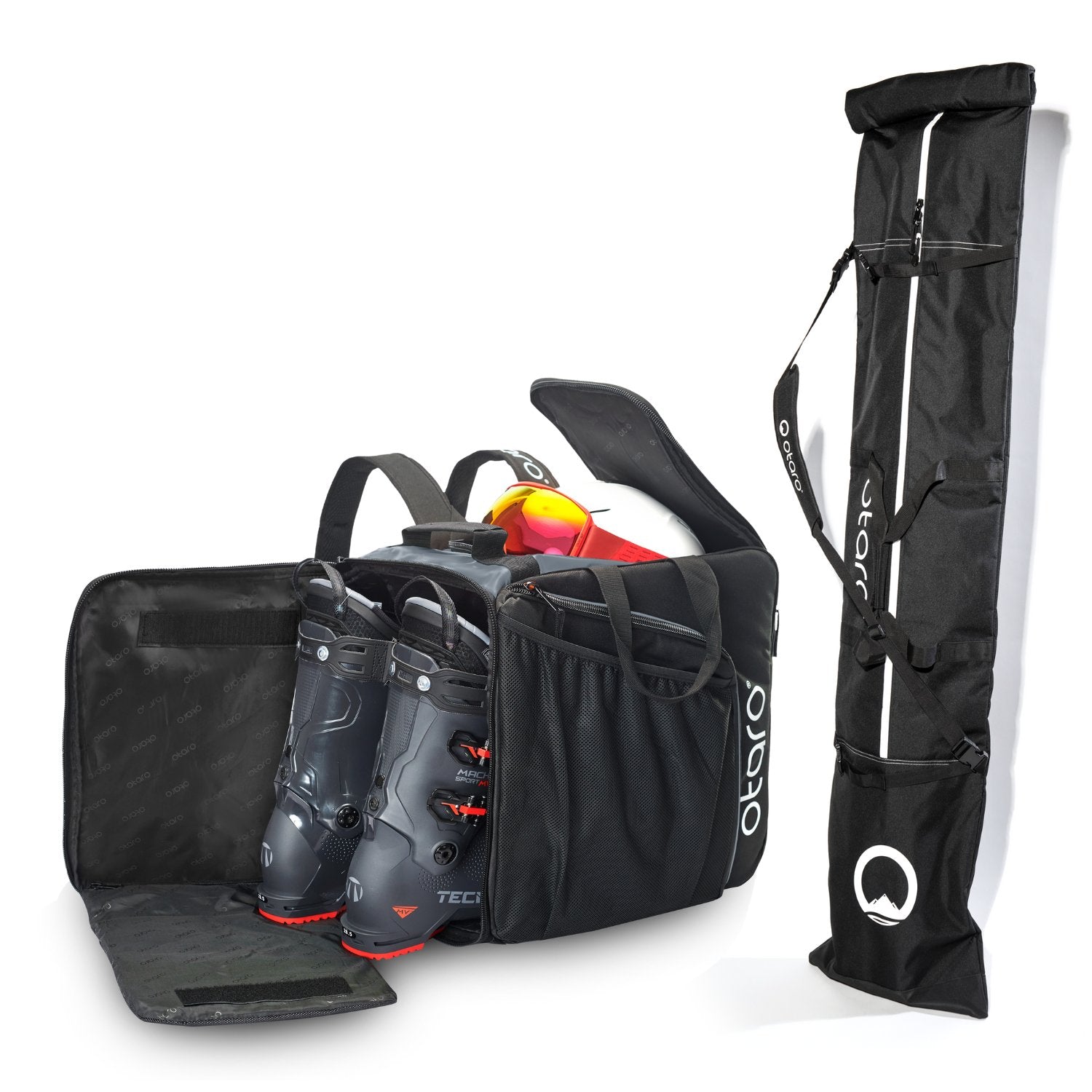 Otaro Skischuhtasche & Skitasche Pro-Set für 1 Paar Ski in Grau