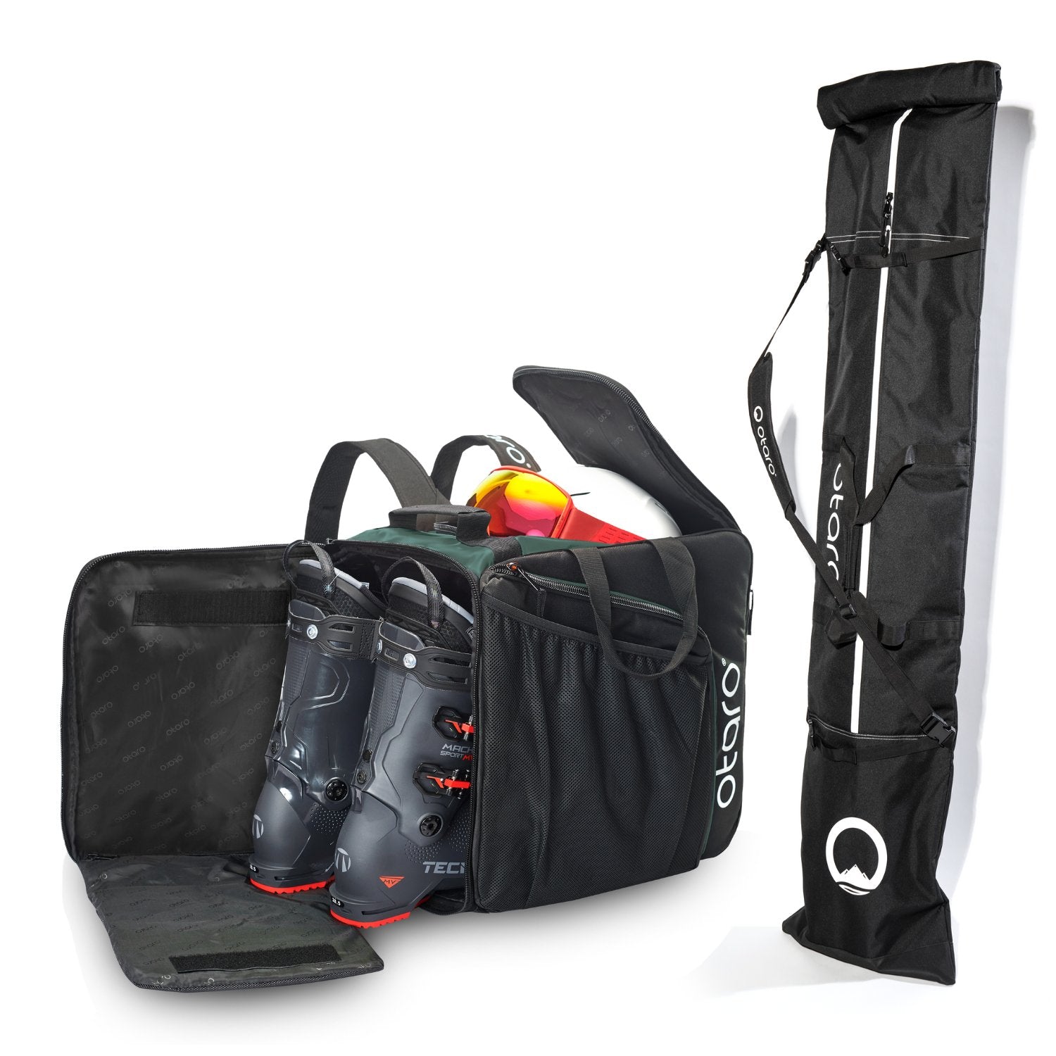 Otaro Skischuhtasche & Skitasche Pro-Set für 1 Paar Ski in Grün
