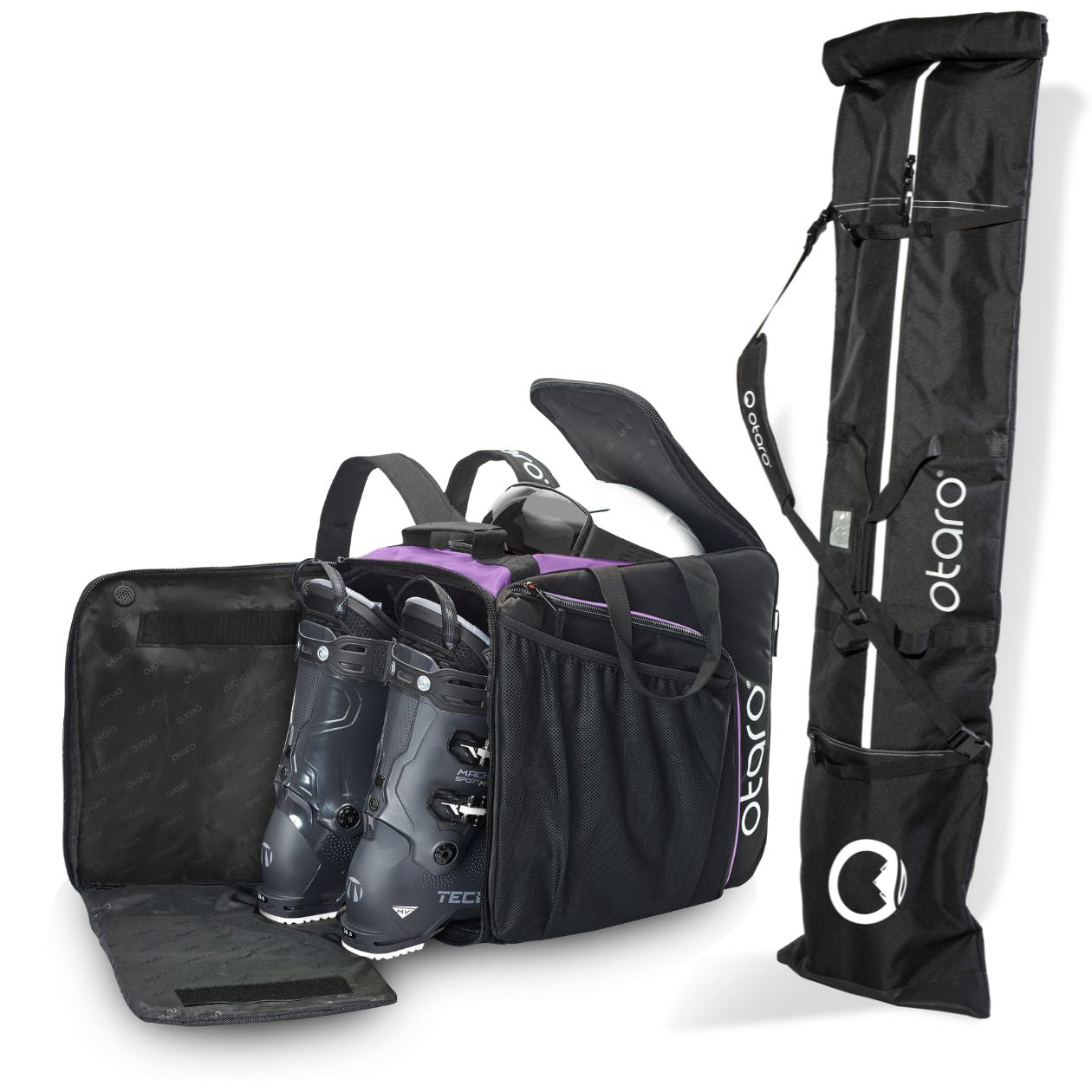 Otaro Skischuhtasche & Skitasche Pro-Set für 1 Paar-Long Ski in Lila