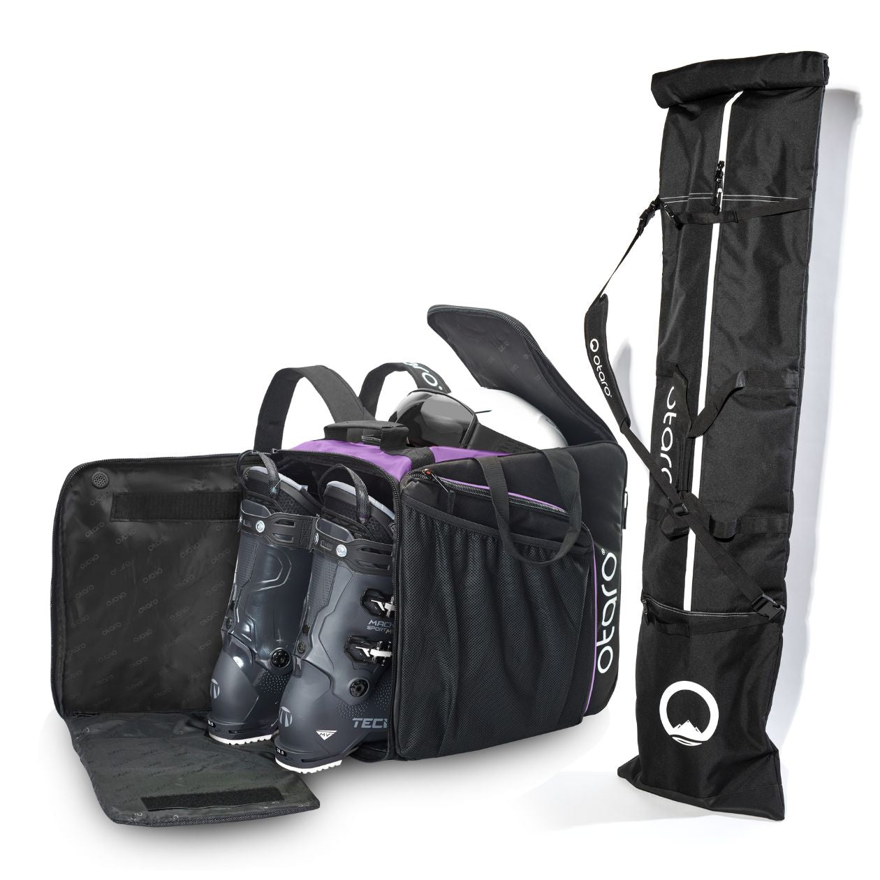 Otaro Skischuhtasche & Skitasche Pro-Set für 2 Paar in Lila