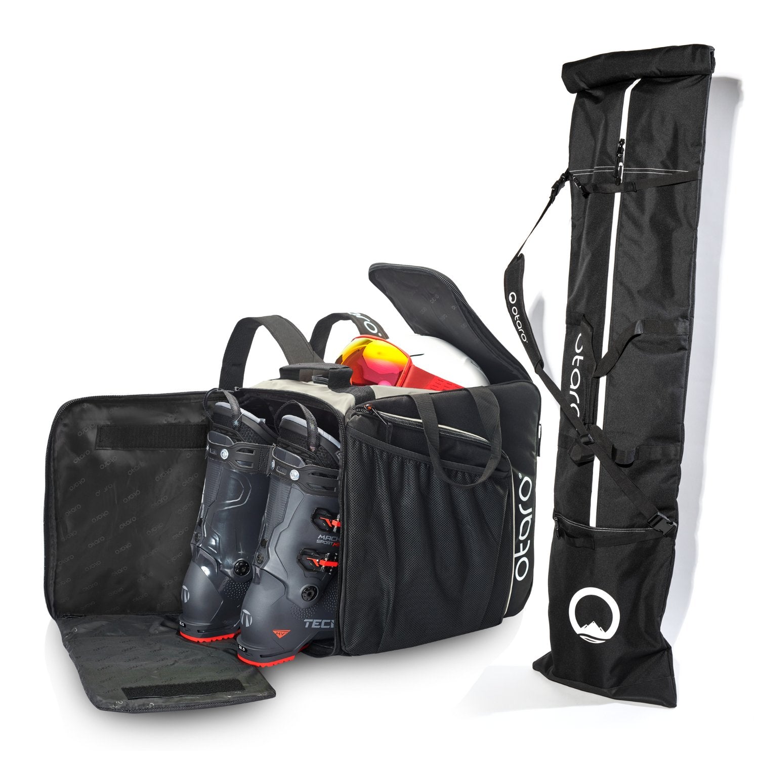 Otaro Skischuhtasche & Skitasche Pro-Set für 2 Paar in Frostweiß