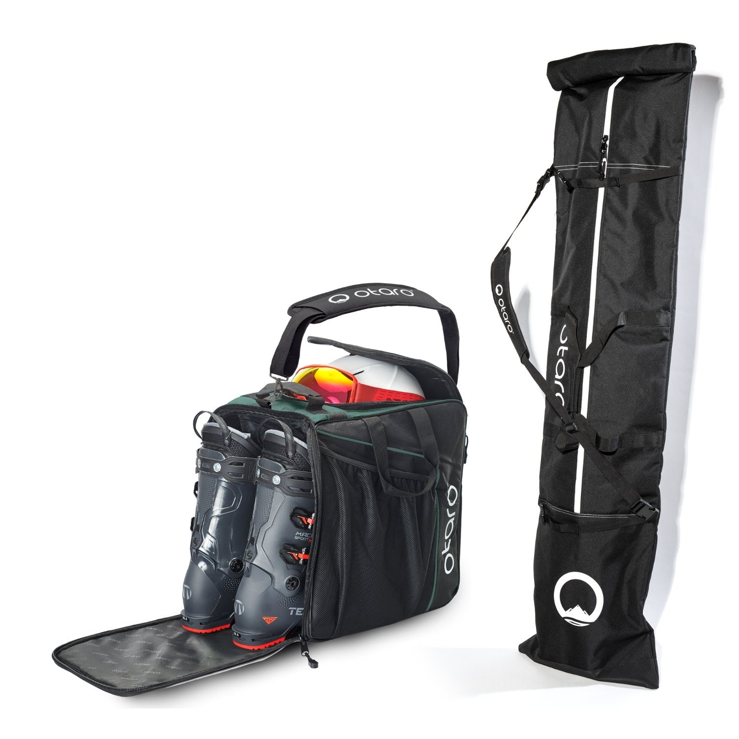 Otaro Skischuhtasche & Skitasche Classic-Set für 2 Paar in Tannengrün