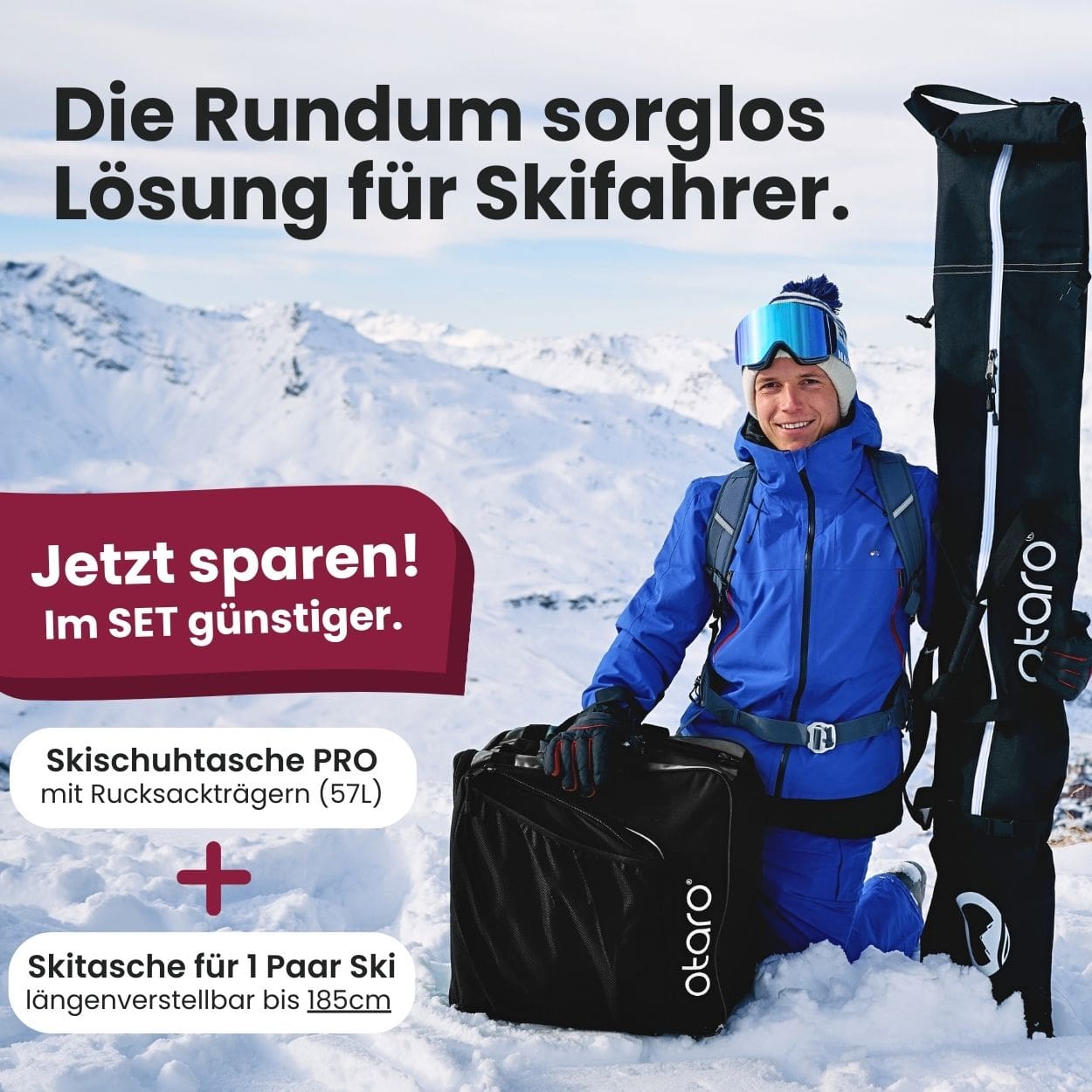 Otaro Skischuhtasche & Skitasche Pro-Set für 1 Paar Ski – Produktansicht 2