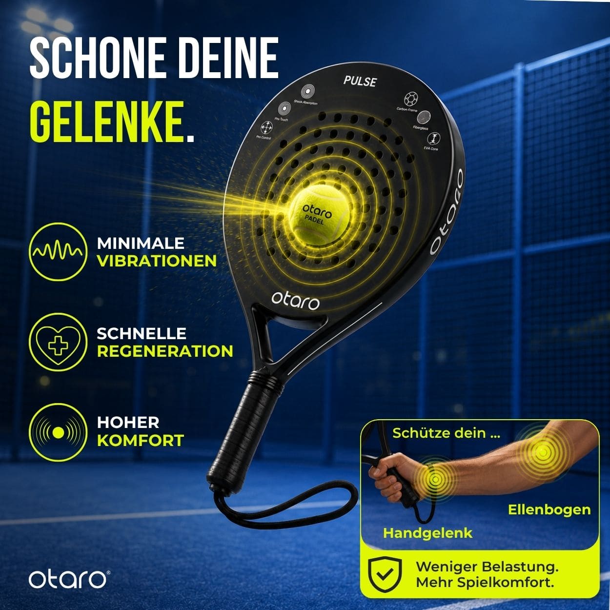 Otaro Padelschläger PULSE Leicht. Präzise. Kontrolle – Produktansicht 4