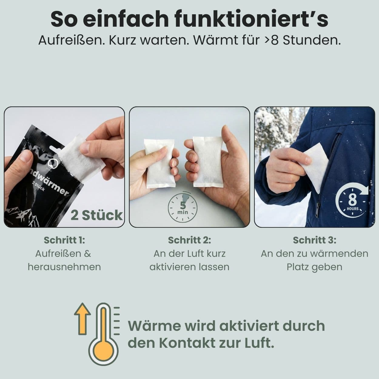 Handwärmer selbstaktivierende Wärmepads | je 2 Säckchen
