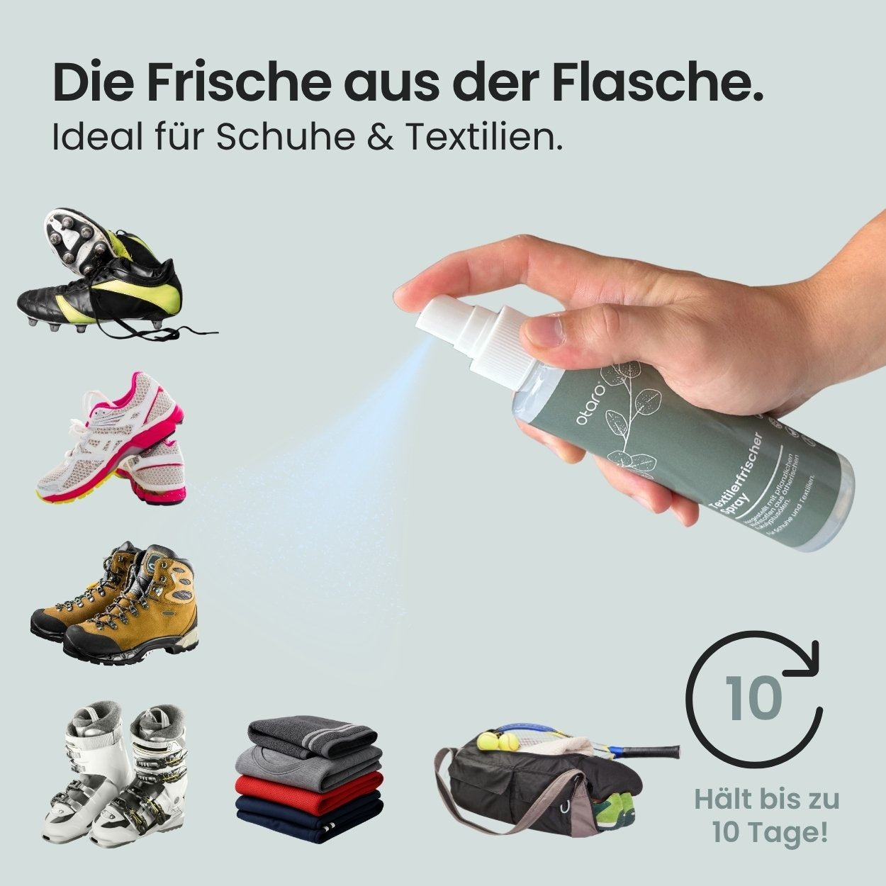 Otaro Textilerfrischer Spray mit Eukalyptus-Öl 200ml – aus der Sprühflasche
