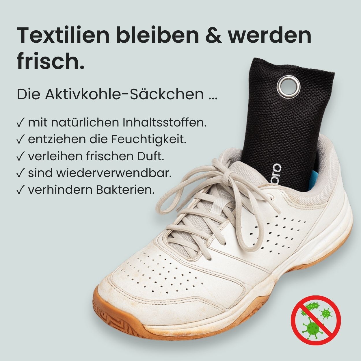 Otaro Textilerfrischer Duftsäckchen 100% Aktivkohle 2er Set – für Textilien