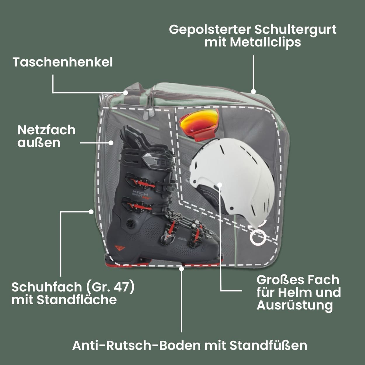 Skischuhtasche & Skitasche | Classic-Set für 1 Paar Ski-Long
