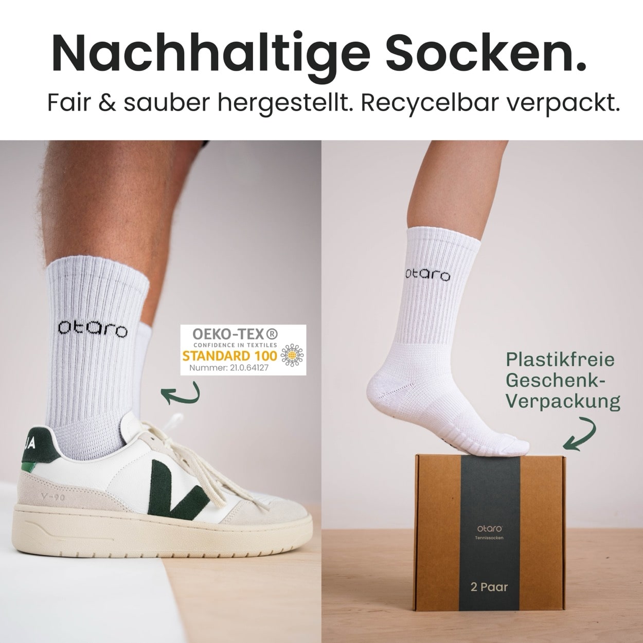 Tennissocken ROGER (2 Paar)| Bio-Baumwolle