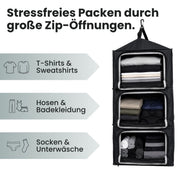 Hängender Reise-Organizer | 3-Ebenen mit Kompression