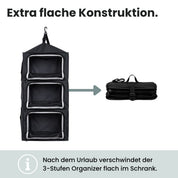 Hängender Reise-Organizer | 3-Ebenen mit Kompression
