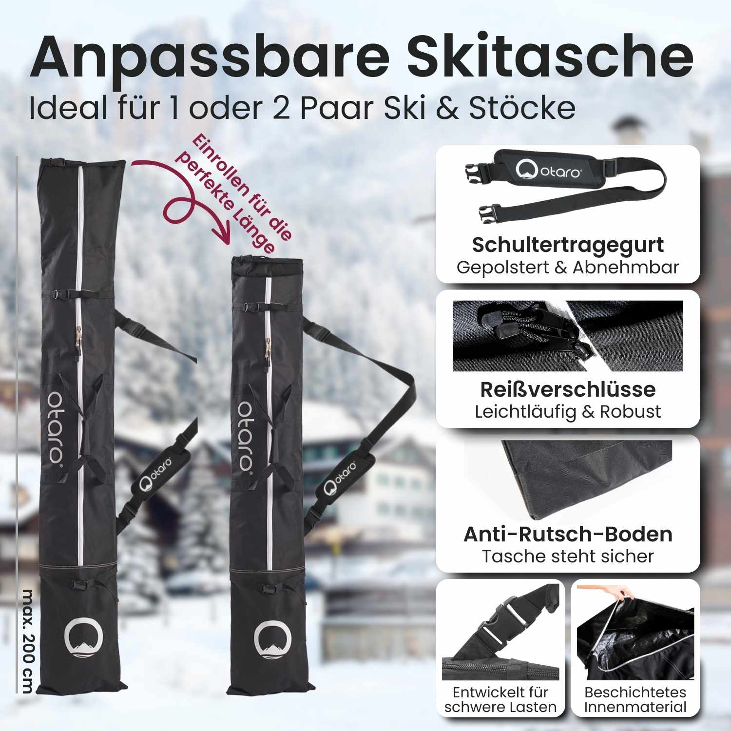 Otaro Skitasche Für 1 oder 2 Paar – längenverstellbar